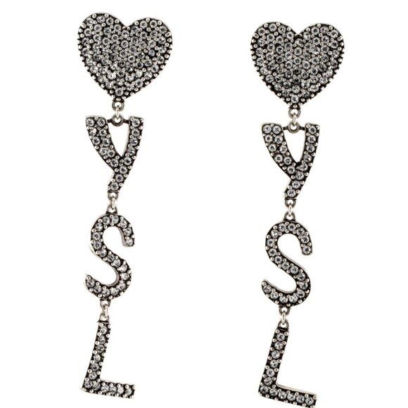 Saint Laurent Opyum - YSL Crystal Heart Clip-On Earrings - Picture 5 of 6